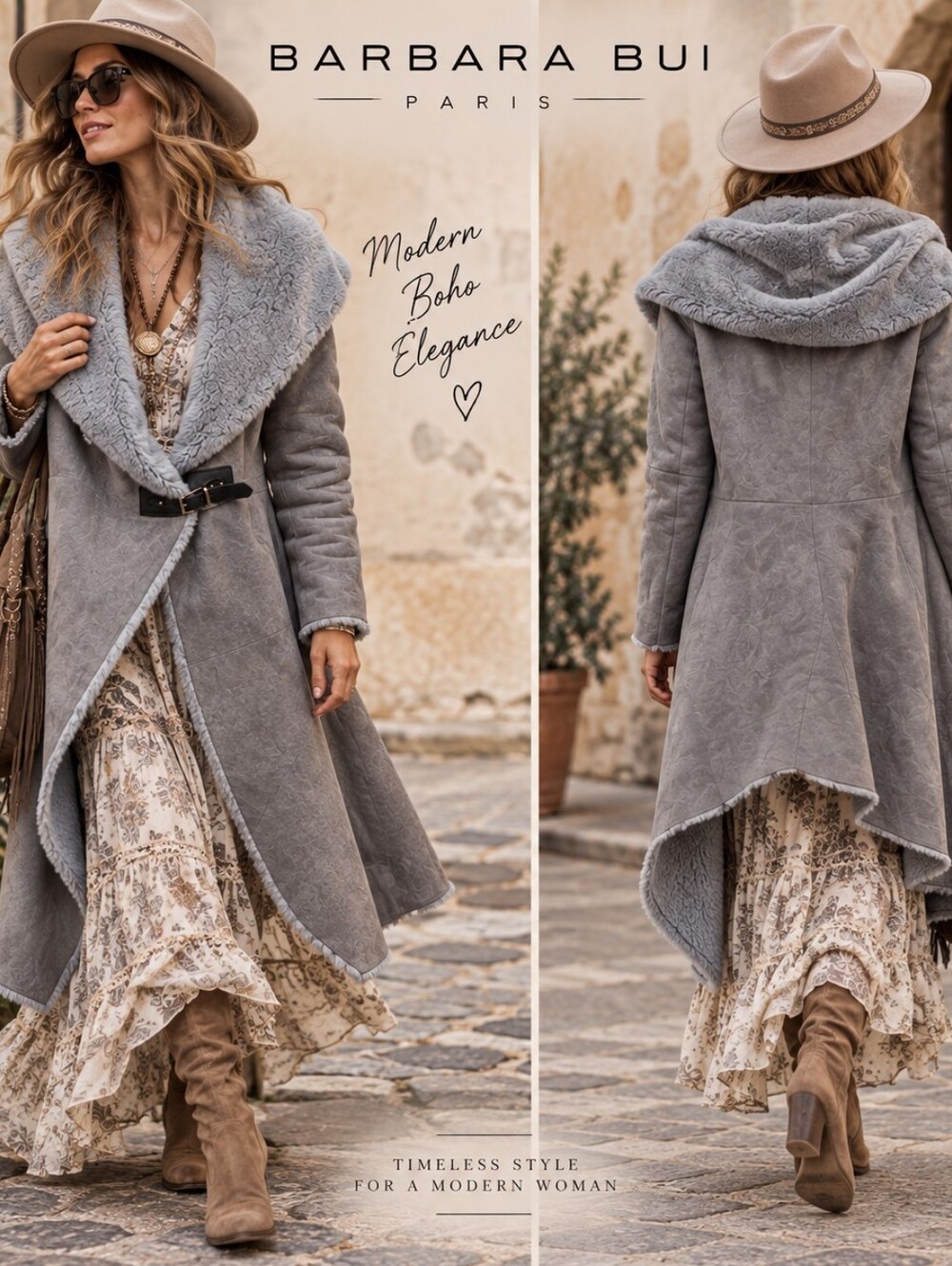 Barbara Bui Gray Genuine Lamb Shearling Suede Long Coat T1 US 4 S